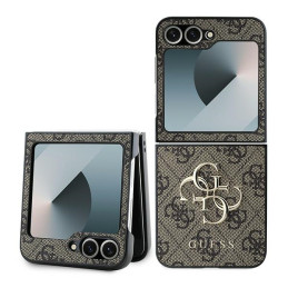 Etui Guess Leather 4G Metal Logo do Galaxy Z Flip6, brązowy/brown