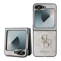 Etui Guess Leather 4G Metal Logo do Galaxy Z Flip6, różowy/pink