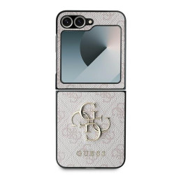 Etui Guess Leather 4G Metal Logo do Galaxy Z Flip6, różowy/pink