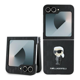 Etui Karl Lagerfeld Saffiano Monogram Ikonik Pin do Galaxy Z Flip6, czarne