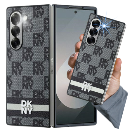 Etui DKNY Chequered Pattern Printed Stripes do Samsung Galaxy Fold6, czarne