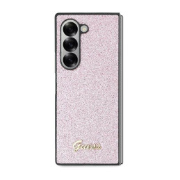 Etui Guess 4G Glitter Script do Galaxy Z Fold6, różowy/pink