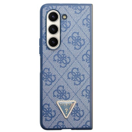 Etui Guess Leather 4G Triangle Strass do Galaxy  Z Fold5, niebieskie