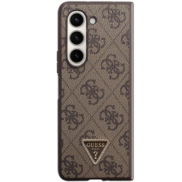 Etui Guess Leather 4G Triangle Strass do Galaxy  Z Fold5, brązowy/brown