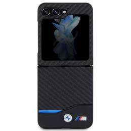 Etui BMW Leather Carbon do Galaxy Z Flip5, czarne
