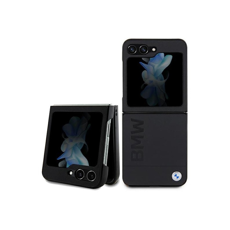 Etui BMW Leather Hot Stamp do Galaxy Z Flip5, czarne
