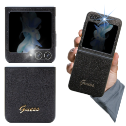 Etui Guess Glitter Script do Galaxy Z Flip5, czarne