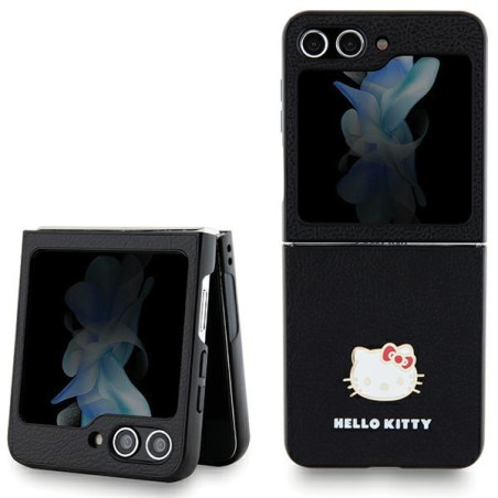 Etui Hello Kitty Metal Logo Kitty Head do Galaxy Z Flip5, czarny/black