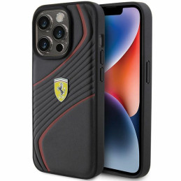 Etui Ferrari Twist Metal Logo do iPhone 15 Pro, czarne