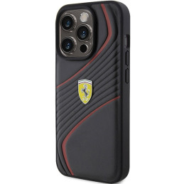 Etui Ferrari Twist Metal Logo do iPhone 15 Pro, czarne