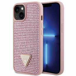 Etui Guess Rhinestone Triangle do iPhone 14 Plus,  różowe