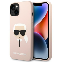 Etui Karl Lagerfeld Silicone Karl`s Head Magsafe do iPhone 14,  jasnoróżowe