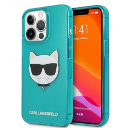 Etui Karl Lagerfeld Glitter Choupette Fluo do iPhone 13 Pro, niebieskie