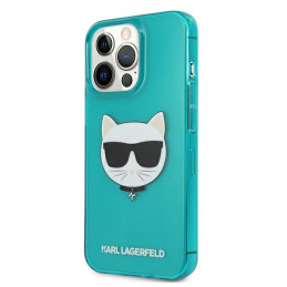 Etui Karl Lagerfeld Glitter Choupette Fluo do iPhone 13 Pro, niebieskie