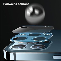 Ochrona na aparat USAMS Camera Lens Glass do iPhone 12 Pro Max metal niebieskie