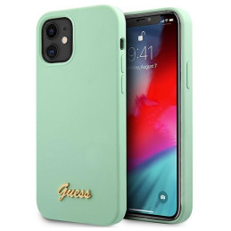 Etui Guess Metal Logo Script do iPhone 12 mini, zielone