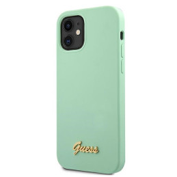 Etui Guess Metal Logo Script do iPhone 12 mini, zielone