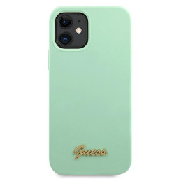 Etui Guess Metal Logo Script do iPhone 12 mini, zielone