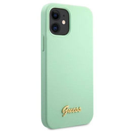 Etui Guess Metal Logo Script do iPhone 12 mini, zielone