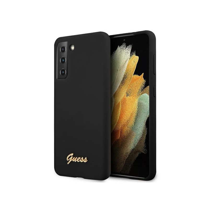 Etui Guess Silicone Script Metal Logo do Galaxy S21+, czarne