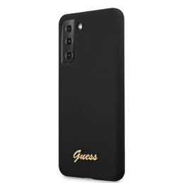 Etui Guess Silicone Script Metal Logo do Galaxy S21+, czarne