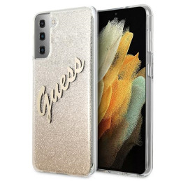 Etui Guess Glitter Gradient Script do Galaxy S21+, złote