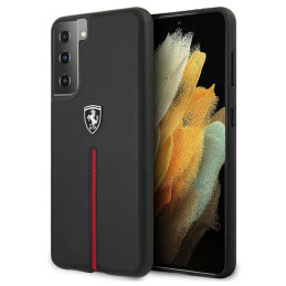 Etui Ferrari Off Track Leather Nylon Stripe do Galaxy S21, czarne