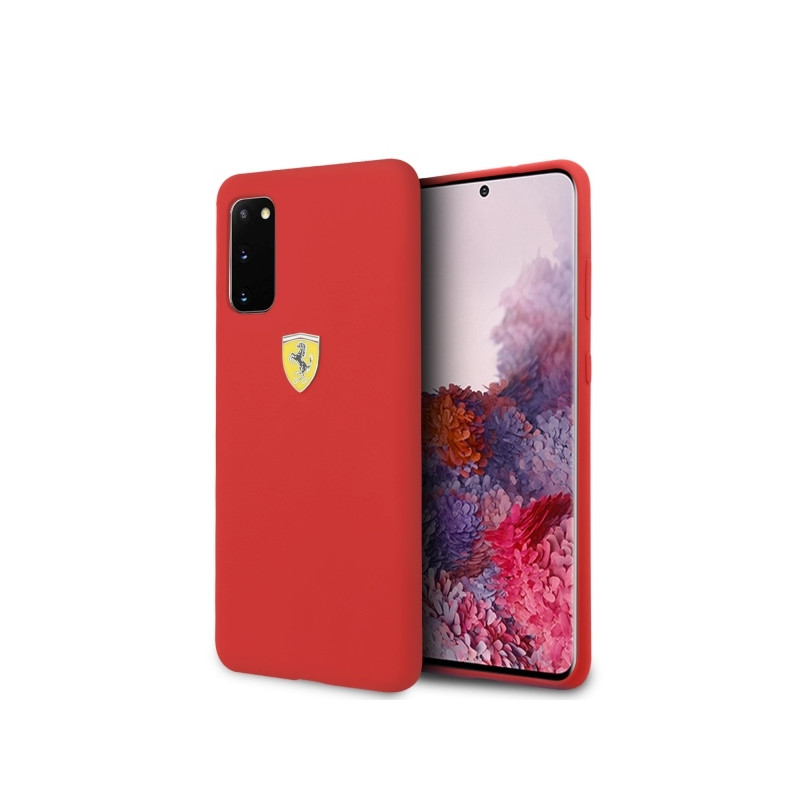 Etui Ferrari Hardcase Silicone do Galaxy S20, czerwone