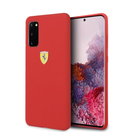 Etui Ferrari Hardcase Silicone do Galaxy S20, czerwone