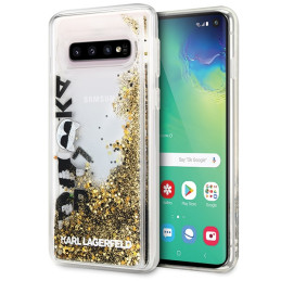 Etui Karl Lagerfeld Glitter do Galaxy S10, czarno-złote