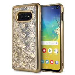 Etui Guess 4G Peony Liquid Glitter do Galaxy S10e, złote