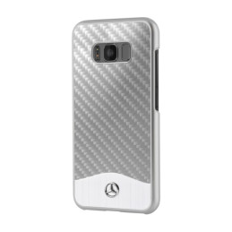 Etui Mercedes carbon do Galaxy S8 Plus, srebrne