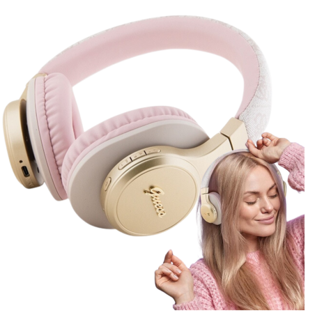Słuchawki nauszne Guess 4G Script Bluetooth, różowe
