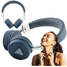 Słuchawki nauszne Guess Grained Classic Round Shape  Bluetooth ENC, niebieskie