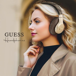 Słuchawki nauszne Guess 4G Script Bluetooth, brązowe