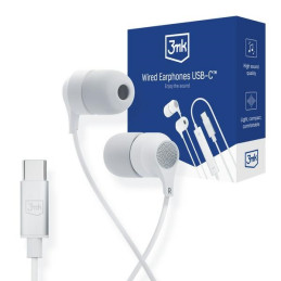 Słuchawki douszne białe 3mk Wired Earphones USB-C