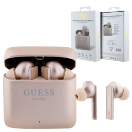 Słuchawki douszne Guess Bluetooth Printed Logo TWS + stacja dokująca, różowo złote