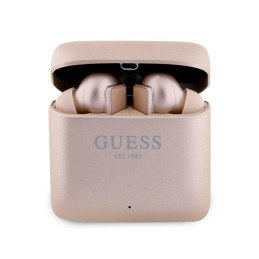 Słuchawki douszne Guess Bluetooth Printed Logo TWS + stacja dokująca, różowo złote