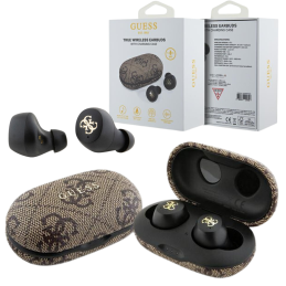 Słuchawki douszne Guess Bluetooth 4G Metal TWS ENC + stacja dokująca, brązowy/brown