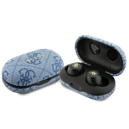 Słuchawki douszne Guess Bluetooth 4G Metal TWS ENC + stacja dokująca, niebieskie