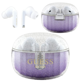 Słuchawki doszune Guess Bluetooth Glitter Gradient TWS + stacja dokująca, fioletowy/purple