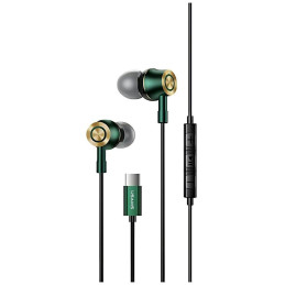 Słuchawki USAMS stereo EP-43 metalUSB-C ciemny zielony