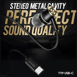 Słuchawki USAMS stereo EP-43 metalUSB-C ciemny zielony