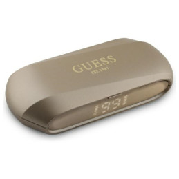 Słuchawki Bluetooth Guess TWS Elongated Metalic Printed Logo + stacja dokująca, złote