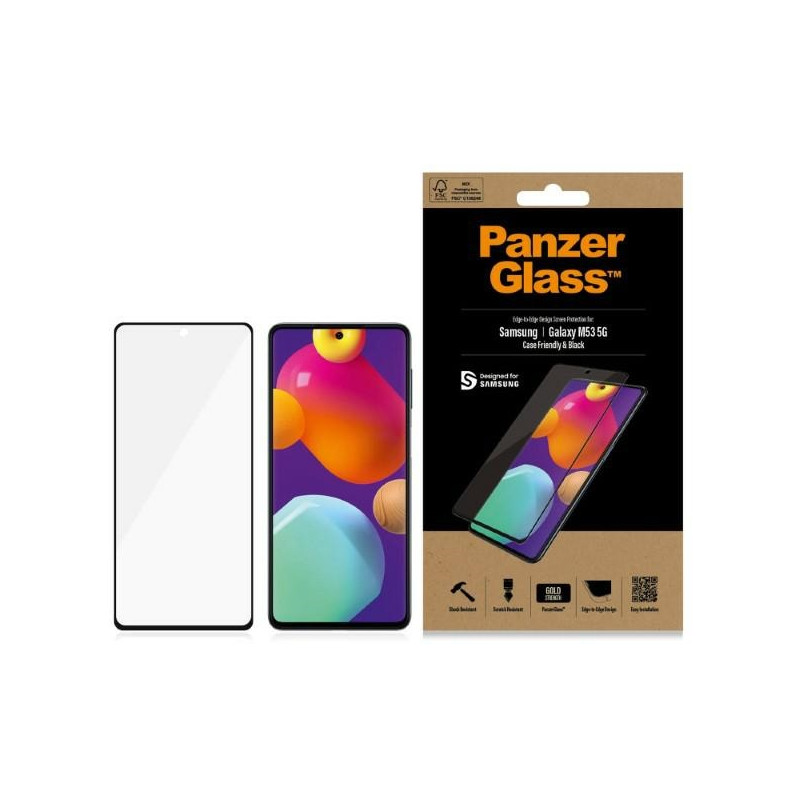 Szkło Hartowane PanzerGlass E2E Regular do Galaxy M53, Case Friendly