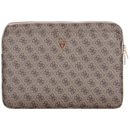 Torba / pokrowiec Guess Grained Zipper Pocket Triangle Logo na laptop do 14", brązowe