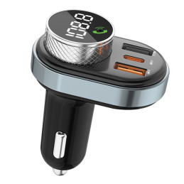 Zestaw głośnomówiący AWEI C-843 z transmiterem FM, Bluetooth 5.0, MP3, 1xUSB+1xUSB-C czarny