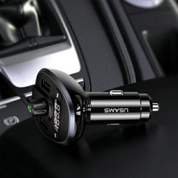 Zestaw głośnomówiący USAMS C21 z transmiterem FM, Bluetooth 5.0, MP3, 2xUSB 3,4A czarny