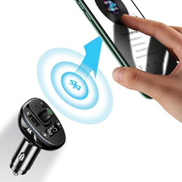 Zestaw głośnomówiący USAMS C21 z transmiterem FM, Bluetooth 5.0, MP3, 2xUSB 3,4A czarny