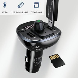 Zestaw głośnomówiący USAMS C21 z transmiterem FM, Bluetooth 5.0, MP3, 2xUSB 3,4A czarny
